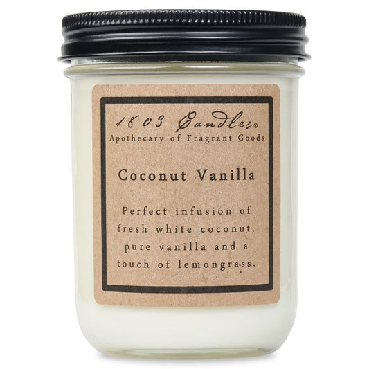 1803 Candle - Coconut Vanilla 14 oz. Glass Jar