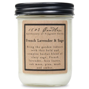 1803 Candle - French Lavender & Sage - 14 oz glass jar