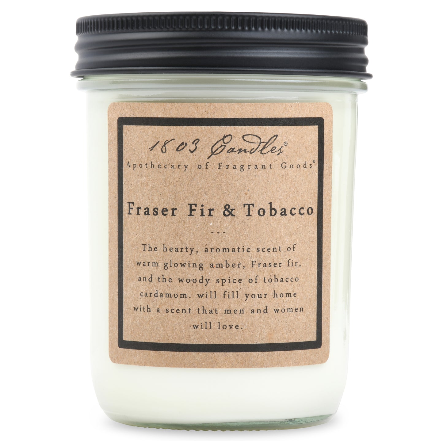 1803 Candle - Frasier Fir & Tobacco - 14 oz. Glass Jar