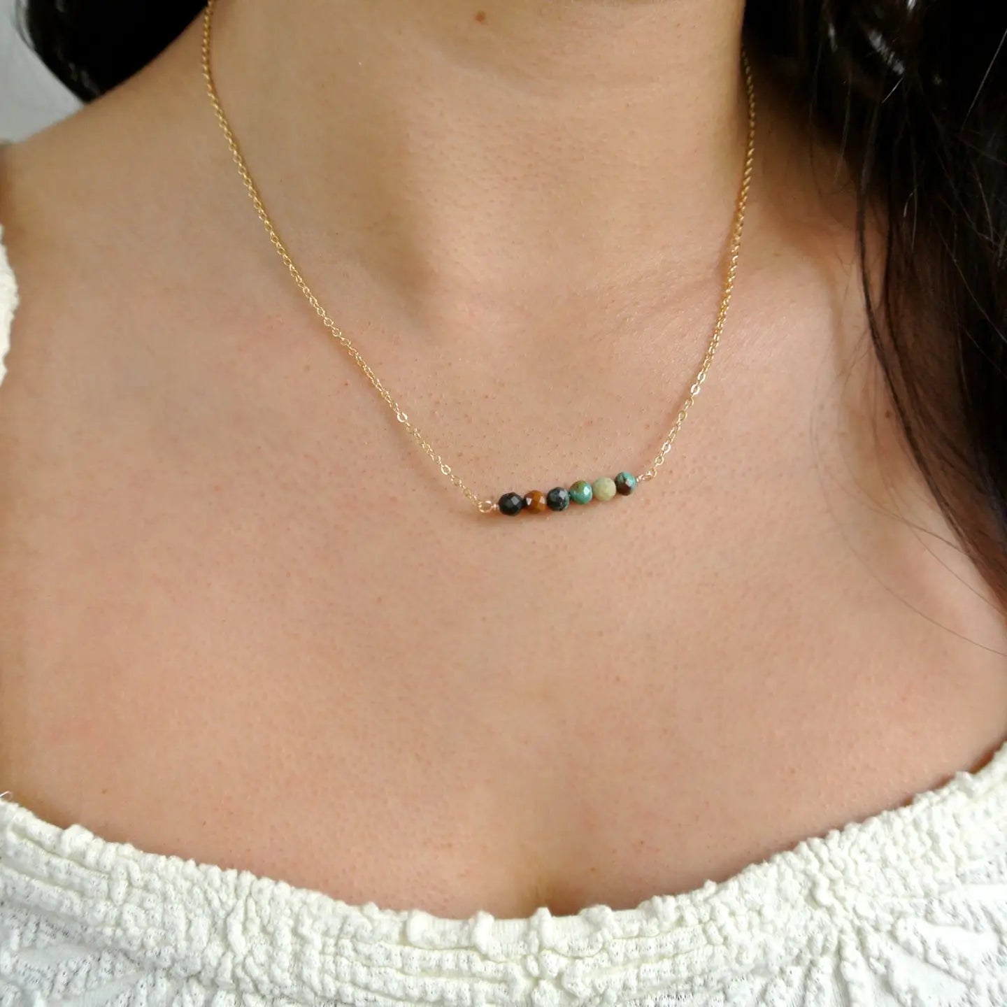 Multicolor Turquoise Dainty Bar Necklace