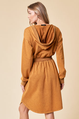 Hooded Washed Knit Dress