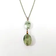 Prehnite Double Oval Wire Wrapped Necklace