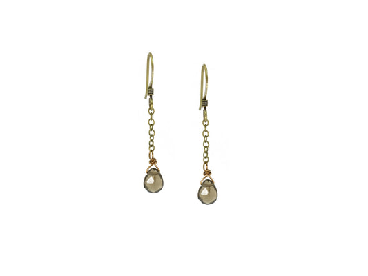 Smokey Quartz Dainty Chain Earrings