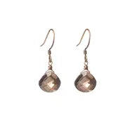 Smoky Quartz Simple Briolette Drop Earring