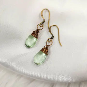 Green Amethyst Droplet Earrings