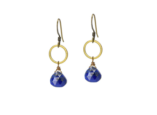 Blue Lapis Circle Earrings