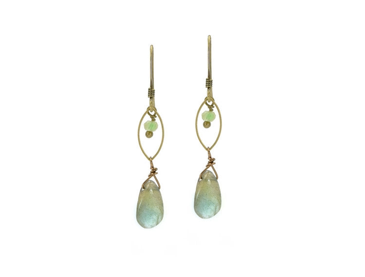Labradorite and Green Peridot Accent Earrings