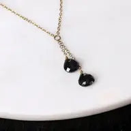 Black Double Chain Stone Necklace