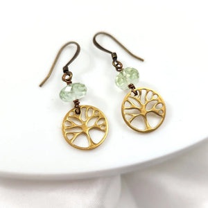 Tree of Life Earring with Green Amethyst