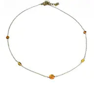 Baltic Amber Beaded Detail Brass Dotted Chain Necklace
