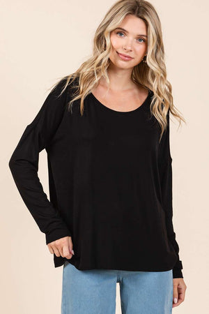 Bamboo Drop Shoulder Long Sleeve Top