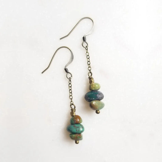 Turquoise Pebble Chain Earrings