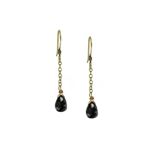 Black Onyx Dainty Chain Earrings