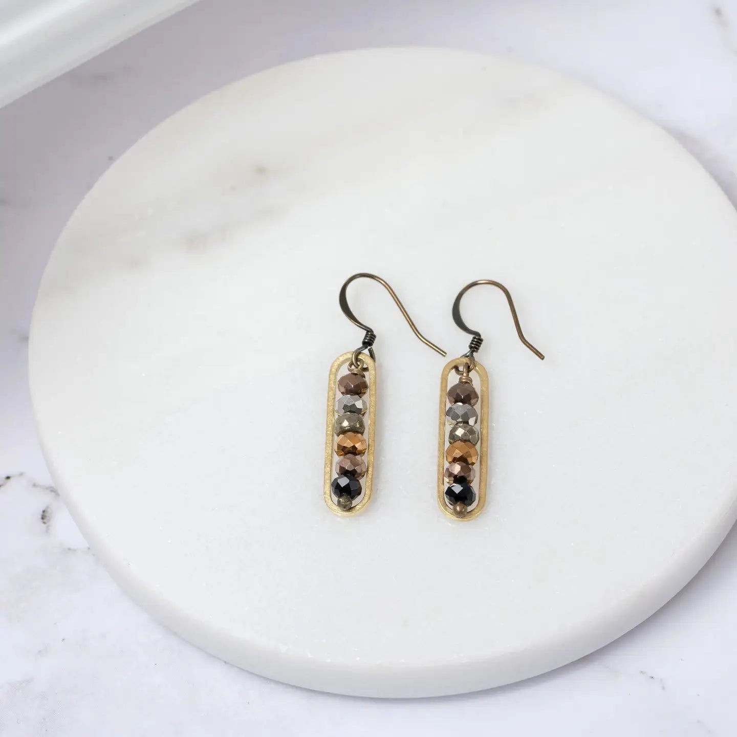 Metallic Crystal Peapod Earrings