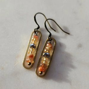 Multicolor Citrine, Sunstone and Crystal Peapod Earring