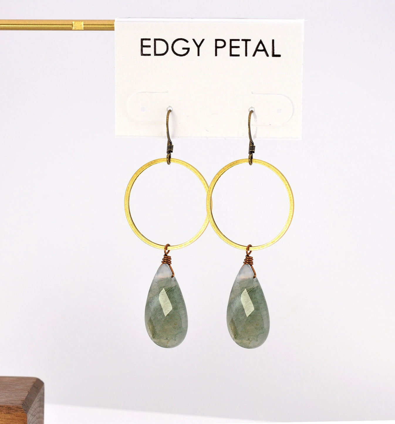 Moss Agate Circle Earrings