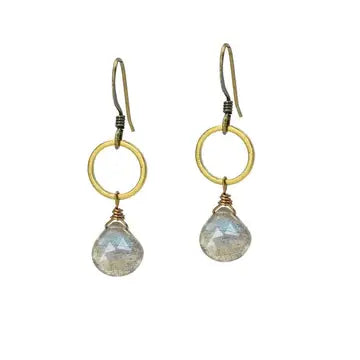 Labradorite Circle Earrings