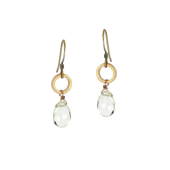 Green Amethyst Circle Earrings