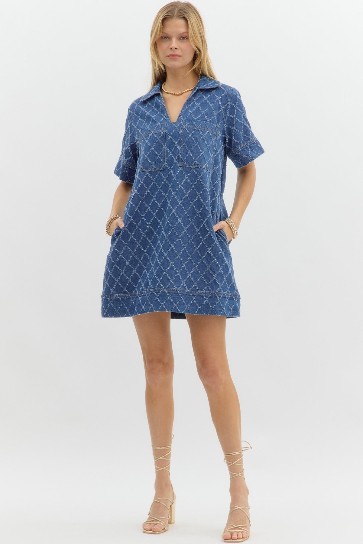 Patterned Denim Dress