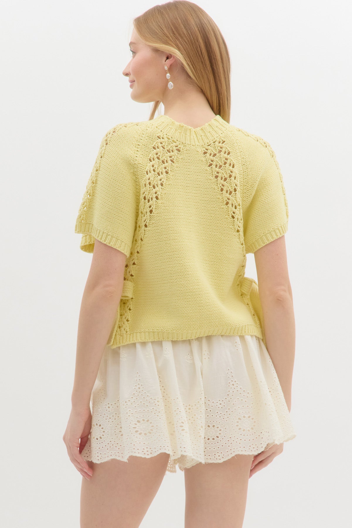 Solid Knit Short Sleeve Top - Lemon