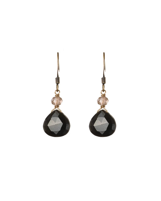 Black Onyx & Smoky Chain Earrings