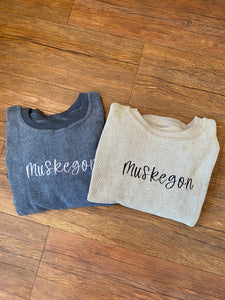 Embroidered Muskegon Ribbed Crewneck