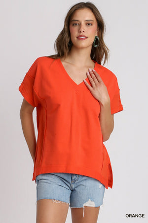 French Terry V-Neck Top