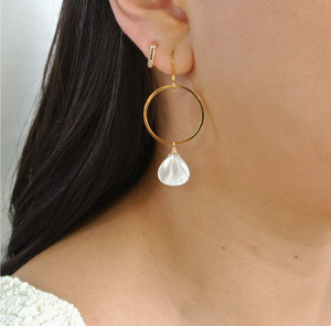 Mother of Pearl Teardrop Gold Circle Earring