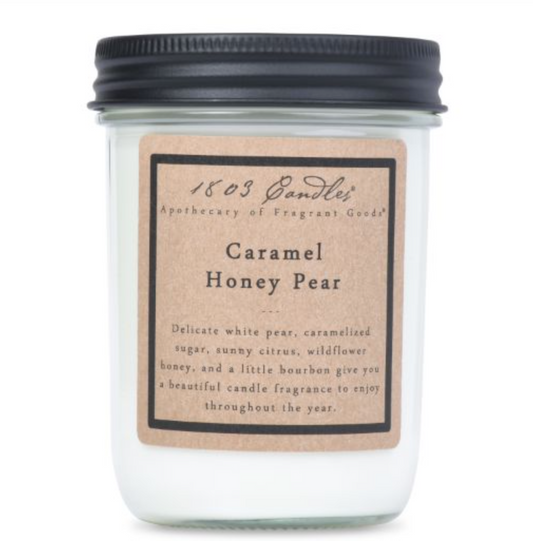 1803 Candle - Caramel Honey Pear - 14 oz. Glass Jar