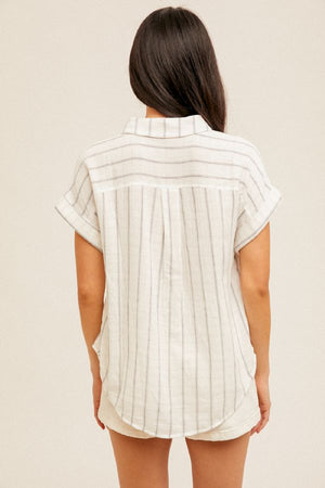 Stripe Short Sleeve Button Down Shirt