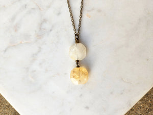 Citrine Stone Double Geometric Necklace