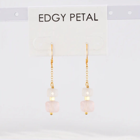 Rose Moon Cube Chain Earrings