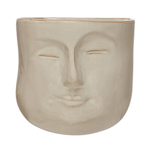 Stoneware Wall Planter with Face