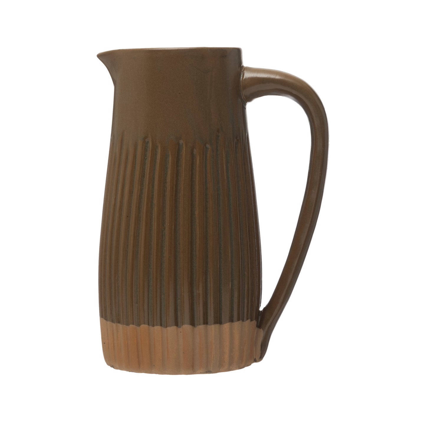 30 oz. Stoneware Ribbed Pitcher, Reactive Glaze