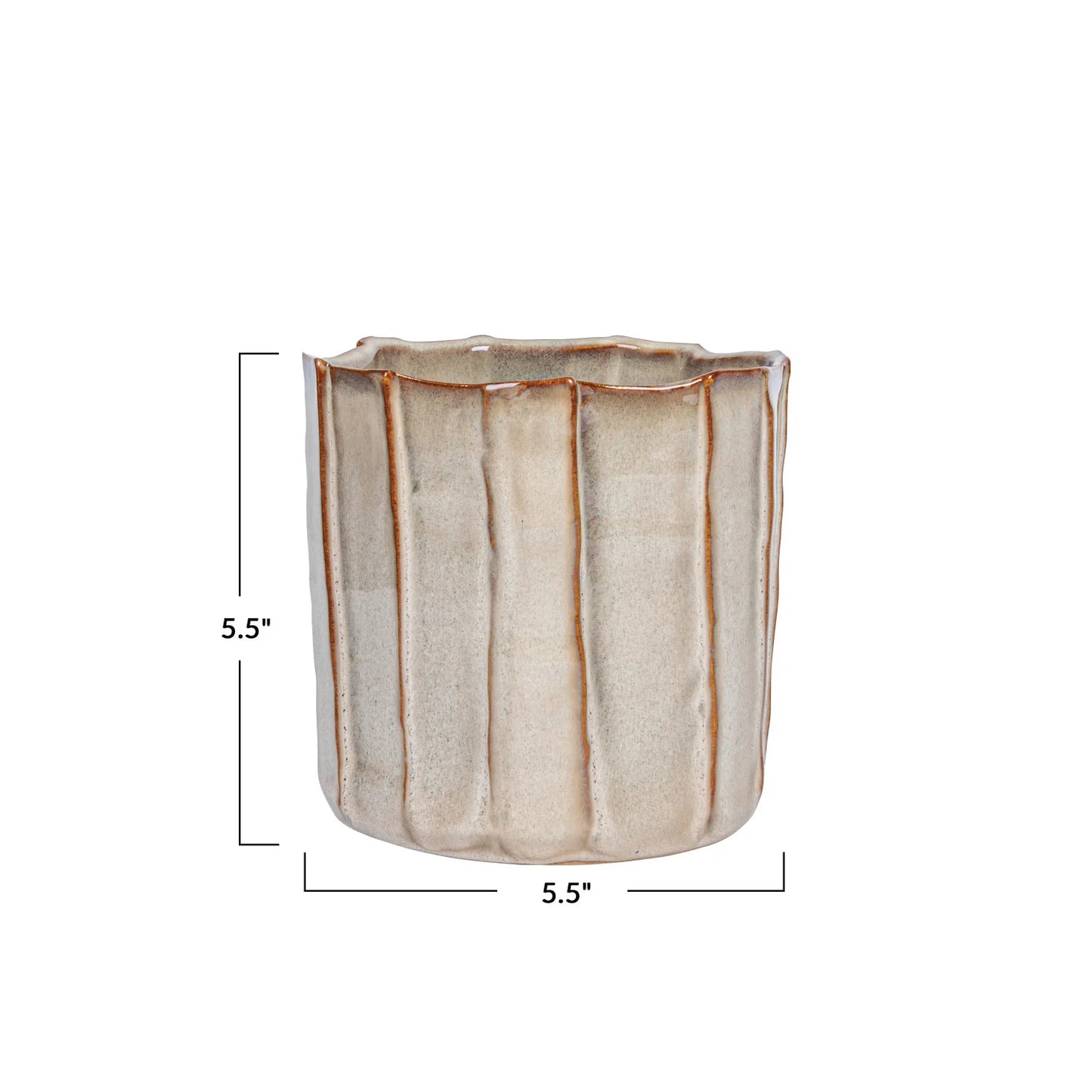 Stoneware Pleated Planter