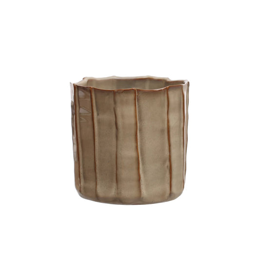 Stoneware Pleated Planter