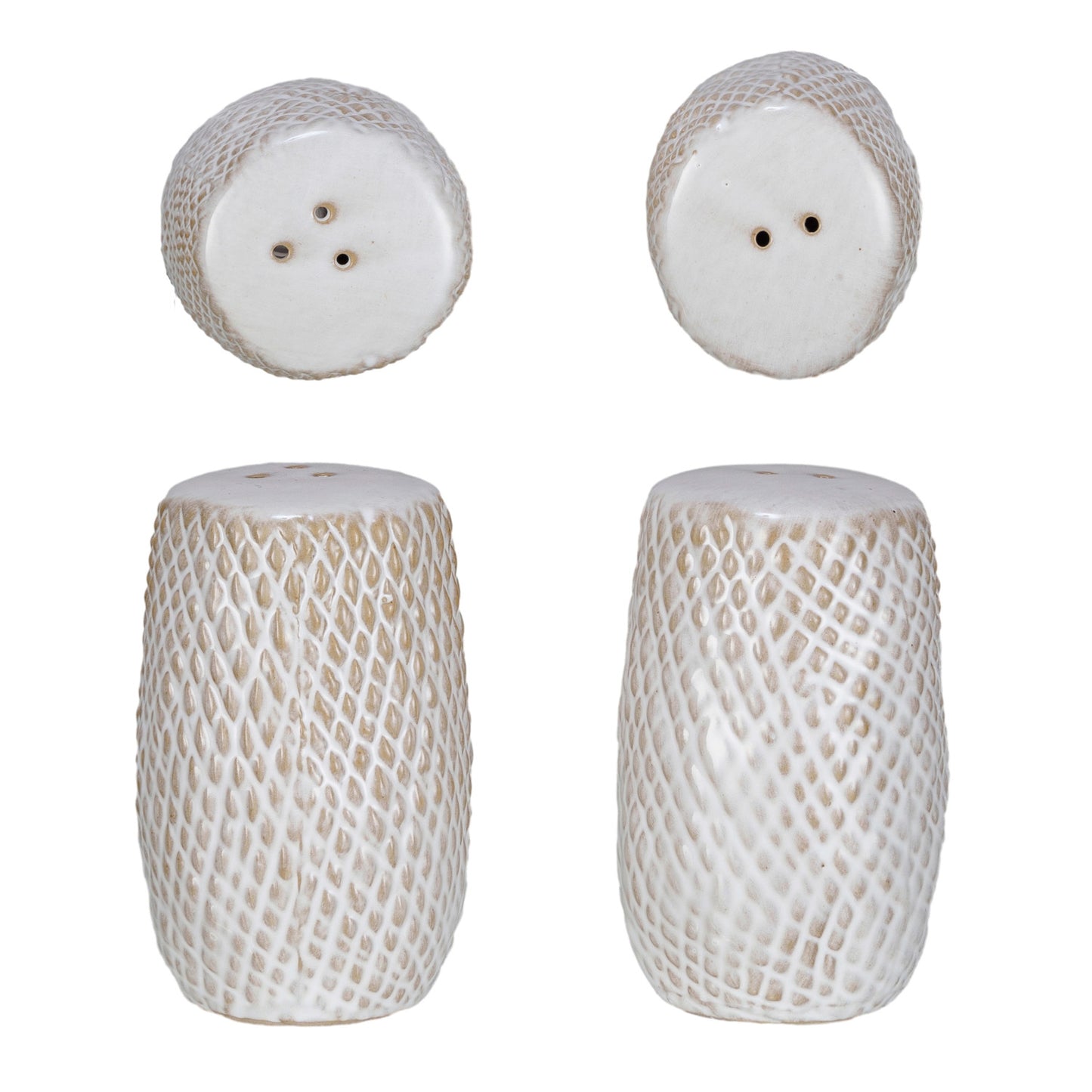 Debossed Stoneware Salt & Pepper Shakers