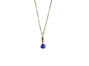 Blue Lapis Lazuli and Charcoal Beads Pendant Necklace