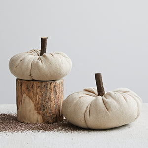 Fabric Pumpkin w/ Wood Stem