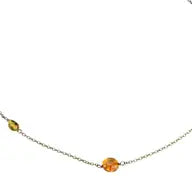 Baltic Amber Beaded Detail Brass Dotted Chain Necklace