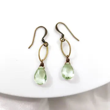 Dainty Green Amethyst Marquis Earrings