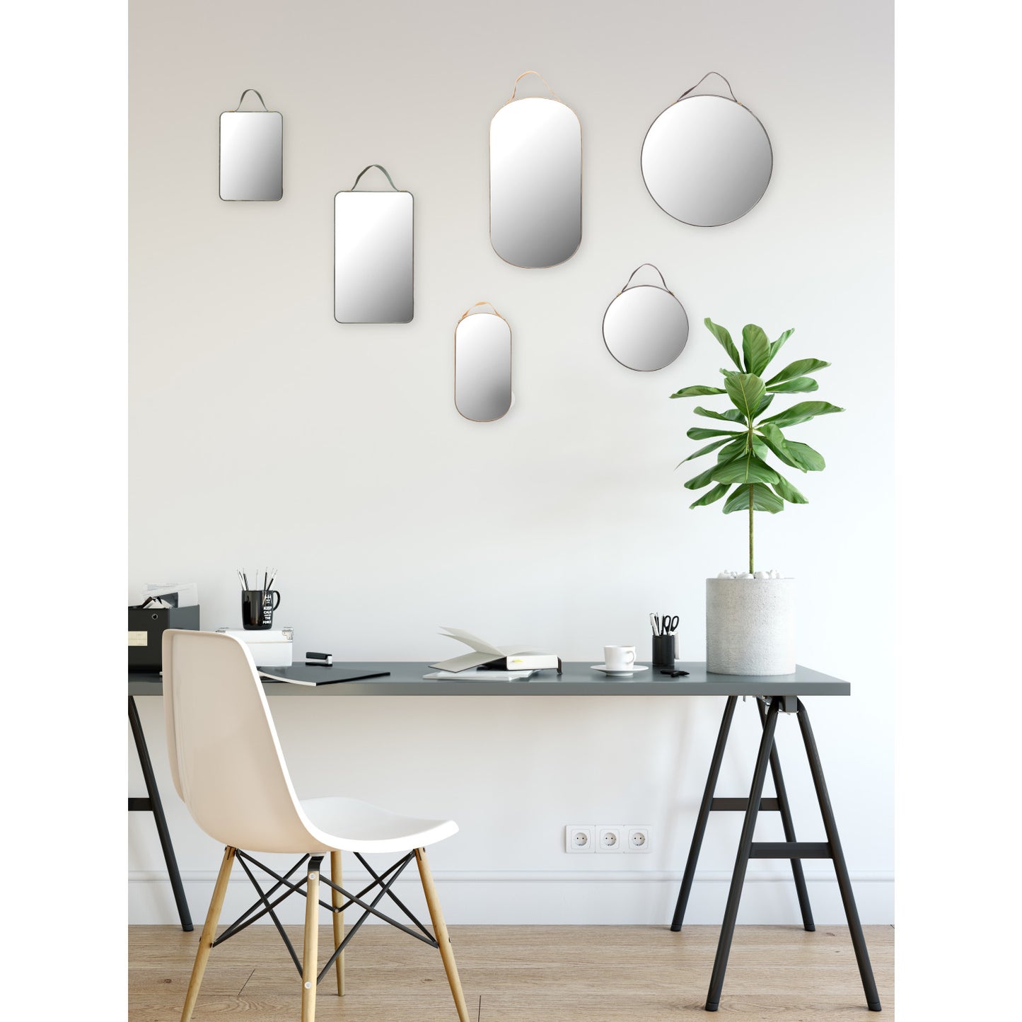 Velvet Edged Wall Mirrors with Hangers