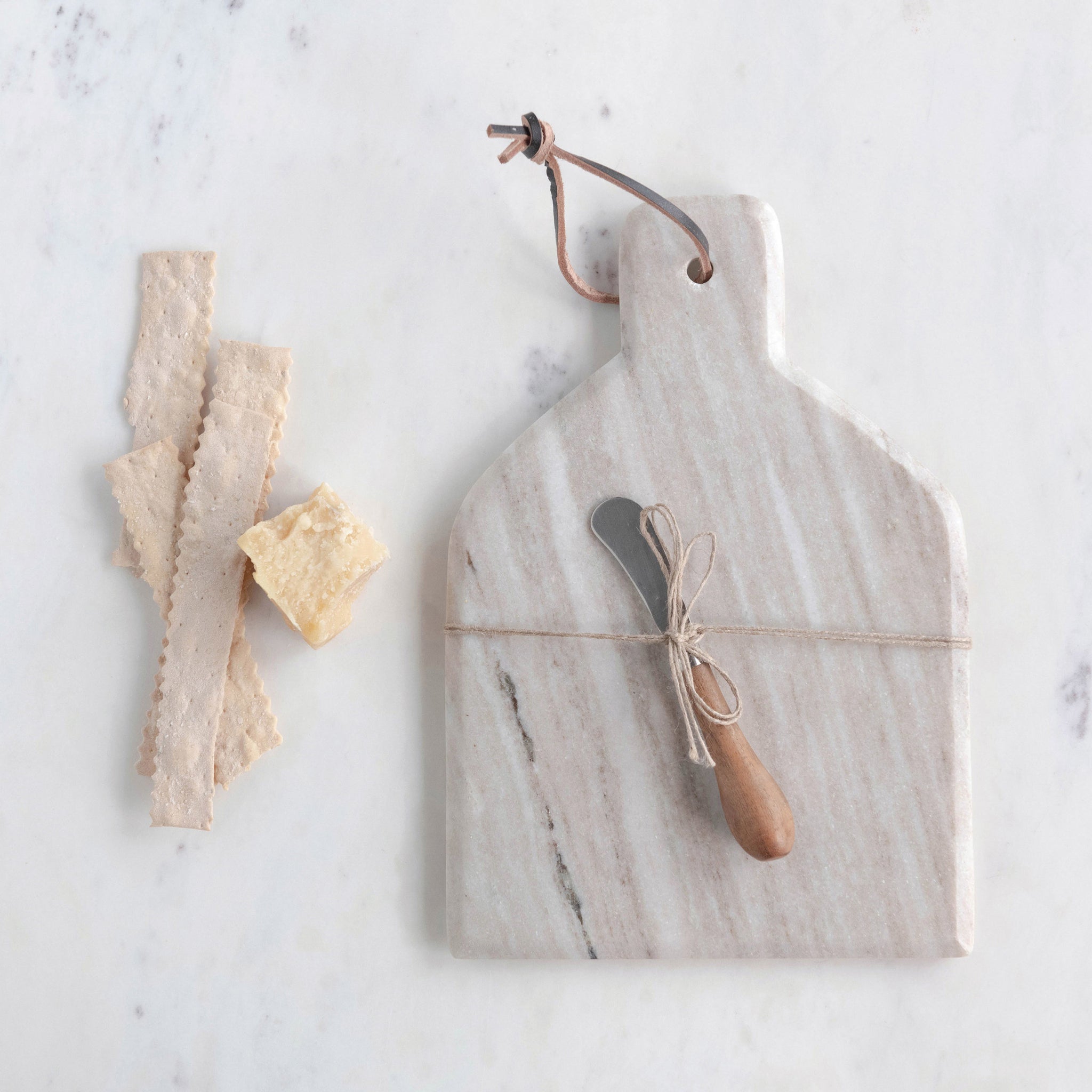 Marble Cutting Board with Canape Knife, Set of 2