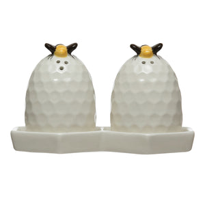 Salt and Pepper Shakers with Plate, Set of 3