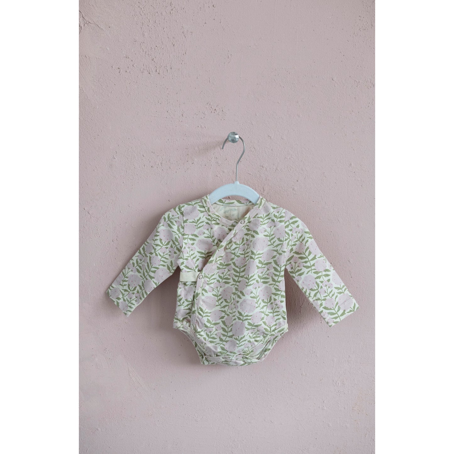 Cotton Baby Kimono Long Sleeve Bodysuit with Patterns