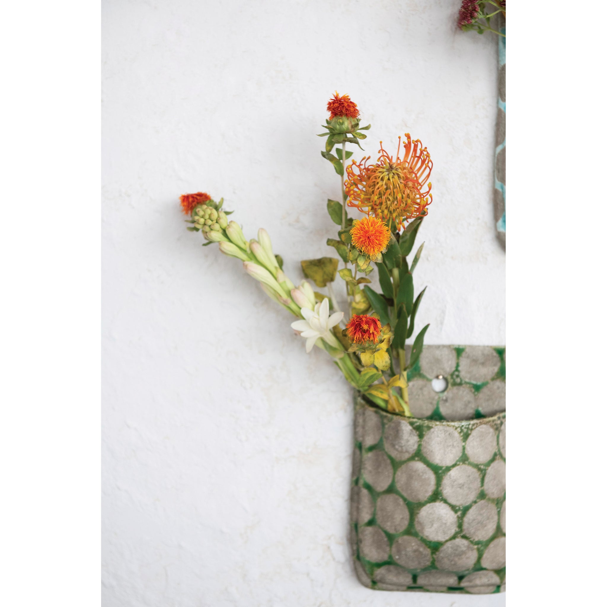 Terra-cotta Wall Planter with Wax Relief Dots
