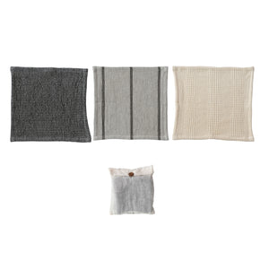 Cotton Waffle Weave Dish Cloths w/ Loop, Set of 3 in Bag
