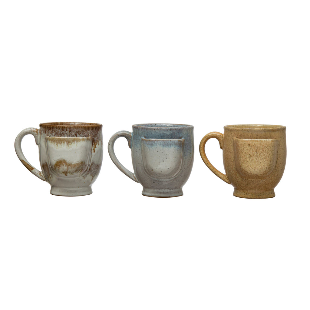 12 oz. Stoneware Mug w/ Tea Bag Holder, Reactive Glaze
