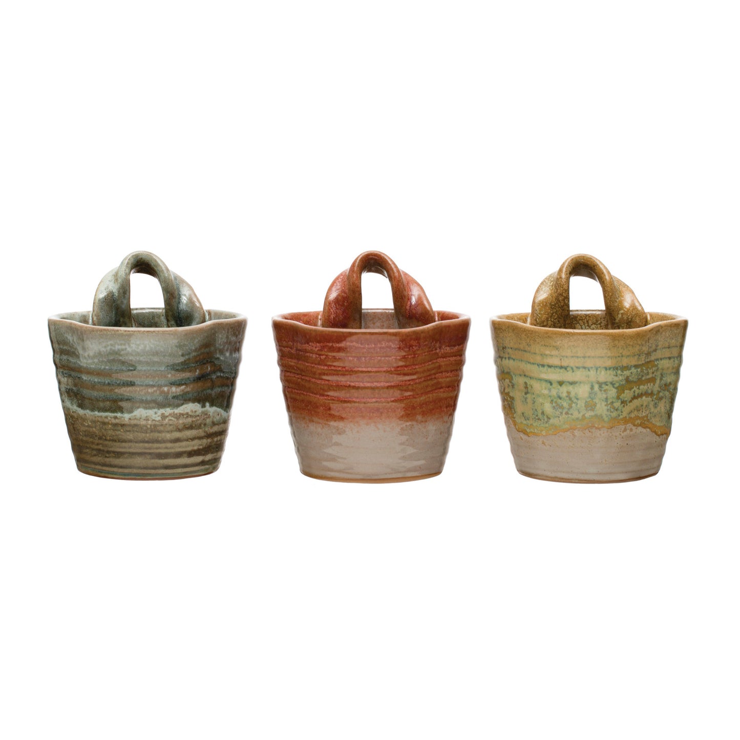 Stoneware Wall Planter, Reactive Glaze