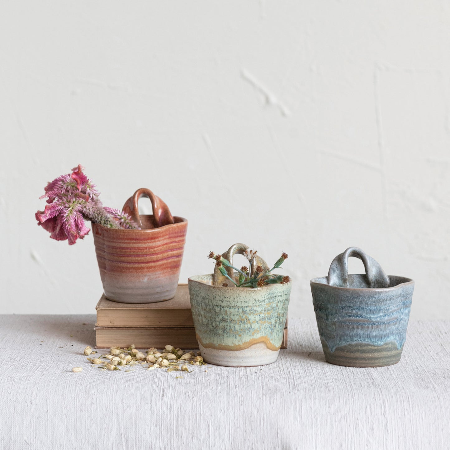 Stoneware Wall Planter, Reactive Glaze